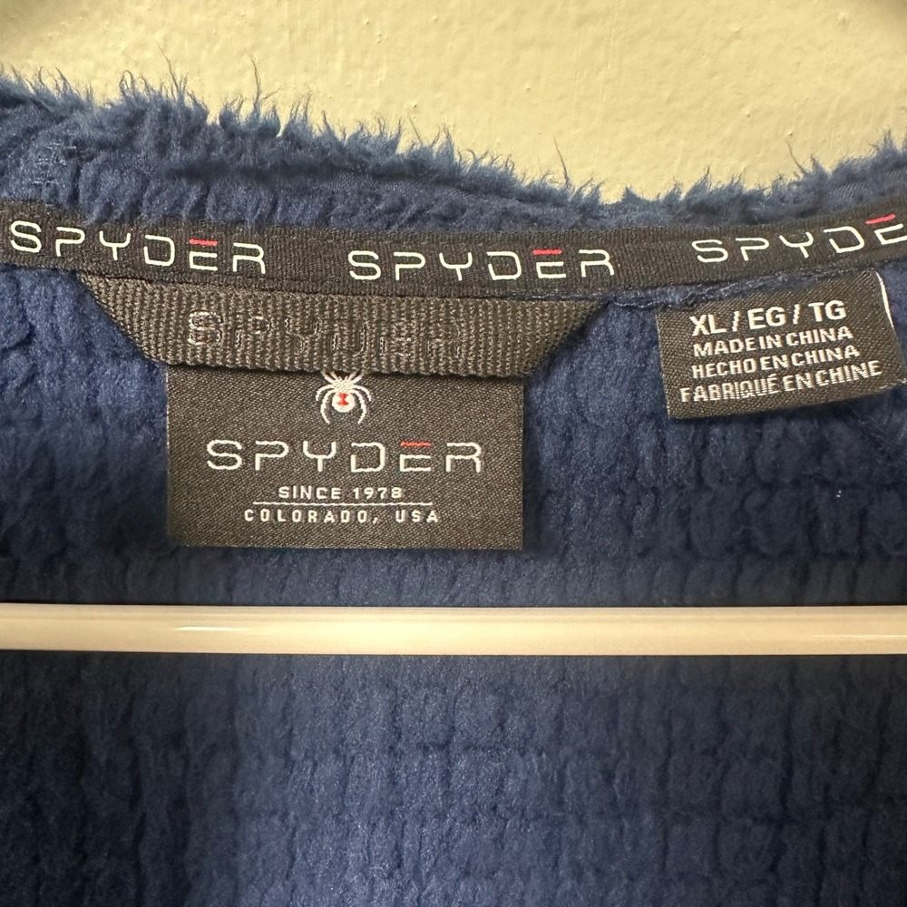 Spyder Mens XL Navy Blue Full Zip Waffle Fleece Hooded Jacket HydroWeb‎ NWT - Picture 5 of 6